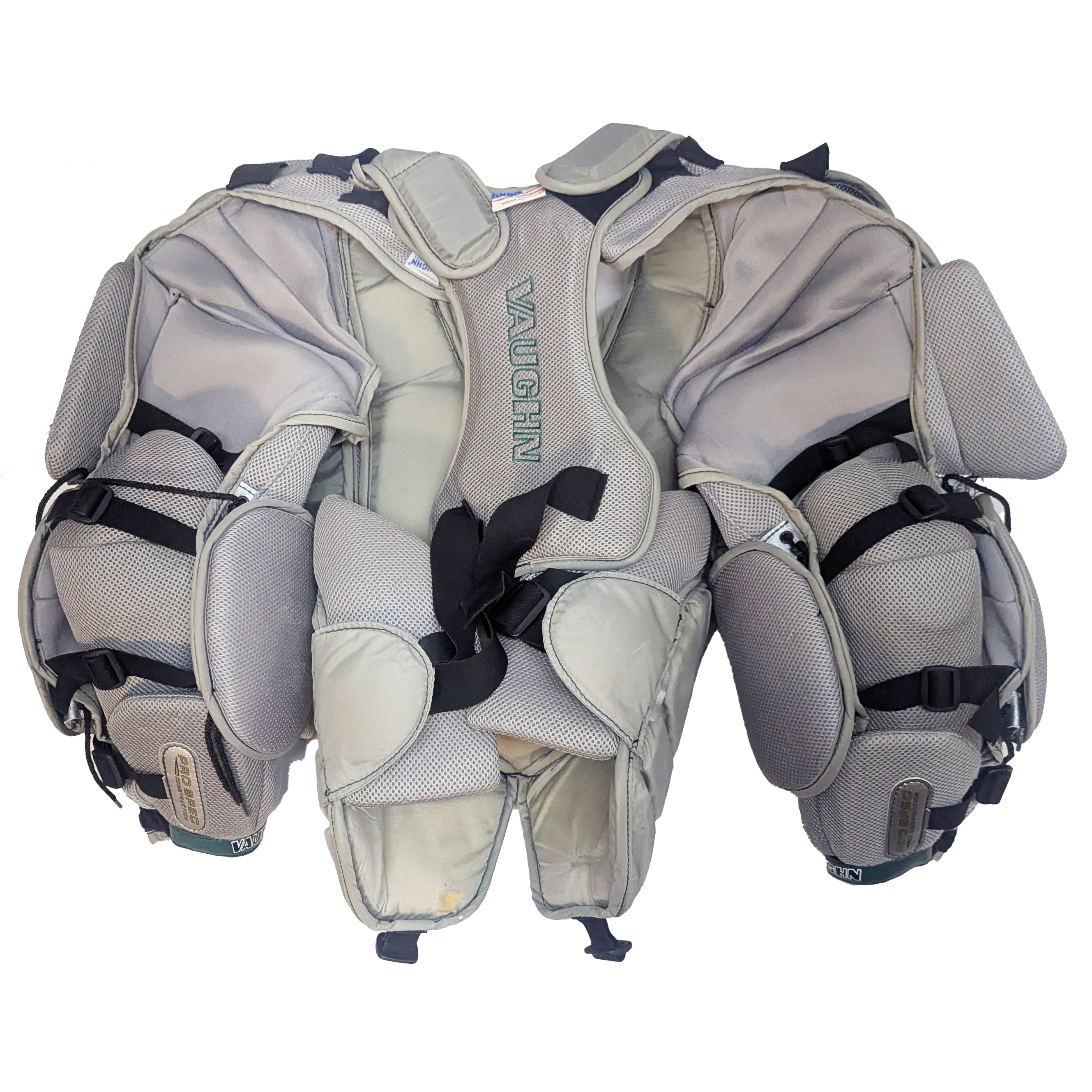 Vaughn Ventus SLR Pro Carbon – Plastron de gardien de but Pro Stock d'occasion (gris/vert)